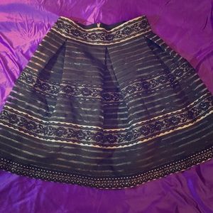 Black and Silver Glitter Pleated Skirt